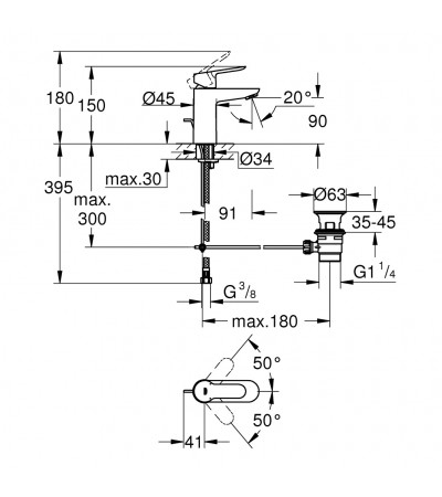 GRIFO LAVABO MONOMANDO BAUEDGE S PUSH OPEN CROMO GROHE