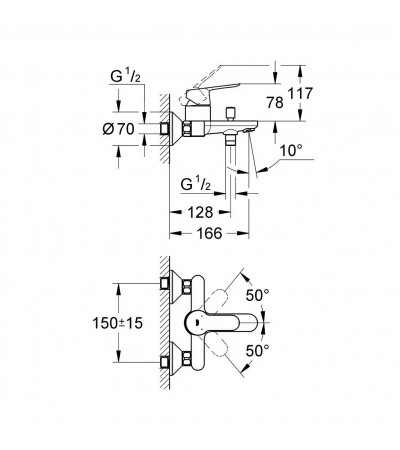 GRIFO BAÑERA MONOMANDO BAUEDGE CROMO GROHE
