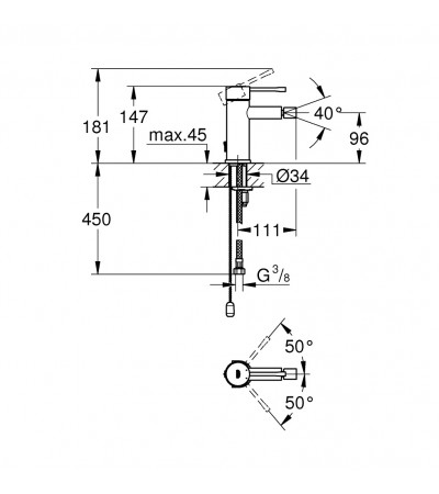 GRIFO BIDE MONOMANDO ESSENCE S CROMO GROHE
